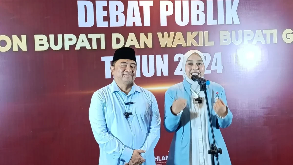 Paslon Syakur Putri saat konferensi pers usai debat publik di Hotel Santika