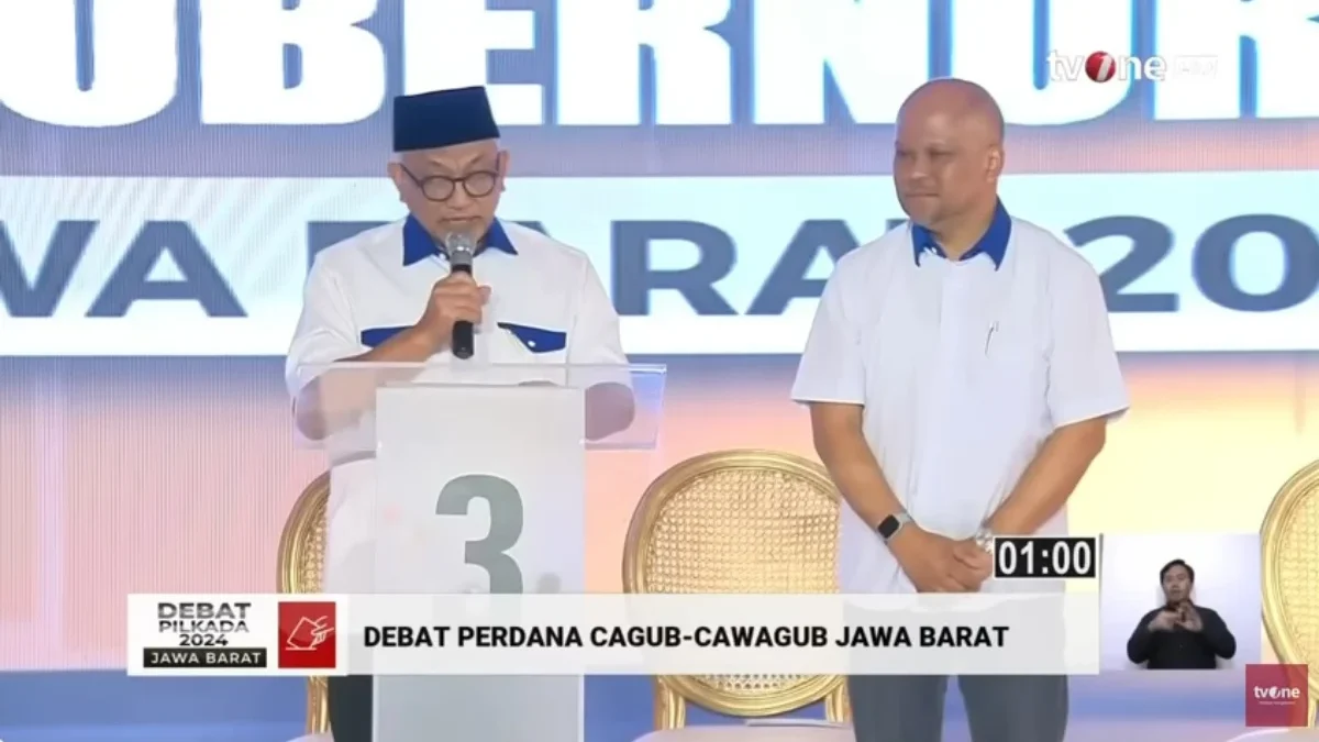 Ahmad Syaikhu-Ilham Habibie saat debat paslon gubernur (screenshot TVOne)