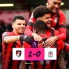 Poster Hasil Liga Inggris Bournemouth Menang 1-0 atas Liverpool