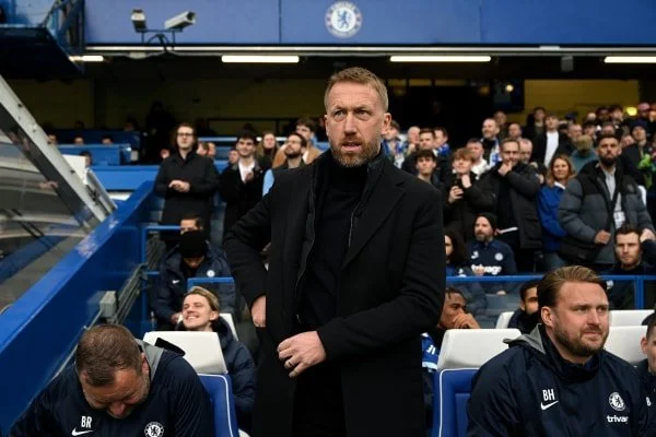 Graham Potter pelatih Chelsea saat di laga kontra Everton.