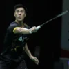 Shesar Hiren Rhustavito Tunggal Putra Indonesia di Swiss Open 2023.