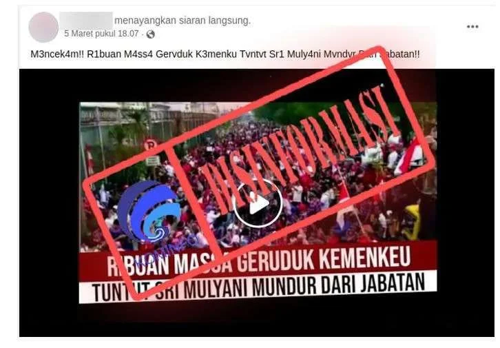 Video Hoax Massa Yang Menuntut Mundur Kemenkeu Sri Mulyani