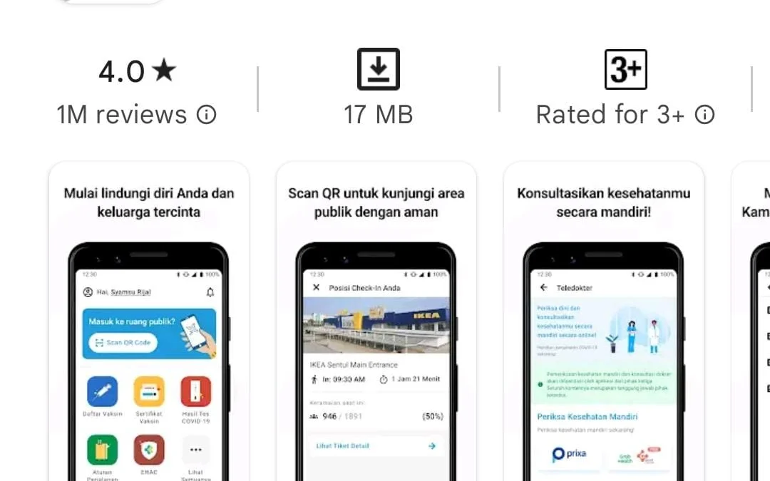 Begini nasib sertifikat vaksin Covid-19 seiring opembaharuan aplikasi PeduliLindungi menjadi SATUSEHAT Mobile. Playstore.