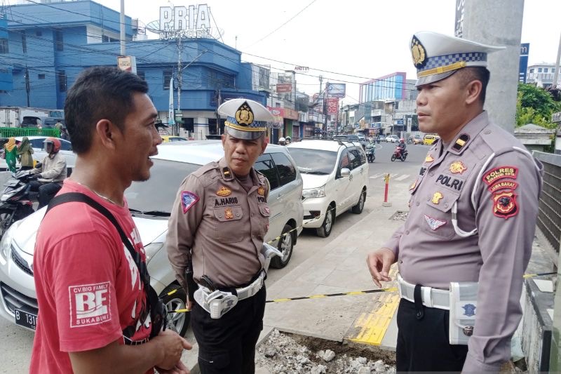 Satlantas Polres Sukabumi Kota Sidak Pembangunan Jalur Pedestrian