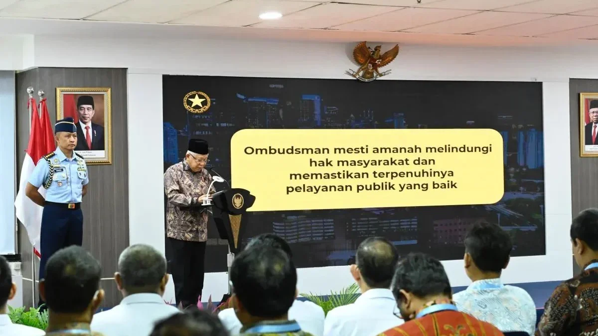 Wakil Presiden Ma\'ruf Amin memberikan sambutan