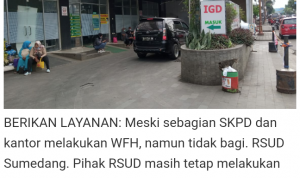 Ratusan Warga Sumedang Setiap Hari Terpapar Covid 19. Pegawai Administrasi RSUD WFH