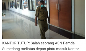 ASN Terpapar Covid, Tiga Kantor Pelayanan di Pusat Pemerintahan Kabupaten Sumedang Tutup Sementara