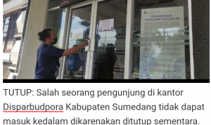 Kantor Disparbudpora Sumedang Tutup. Sekda Kerja Dari Rumah