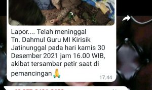 Guru MI Tersambar Petir Saat Mancing Ikan