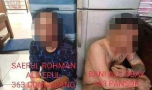 Sial, Kehabisan Bensin Dua Pelaku Curanmor Dihajar Massa