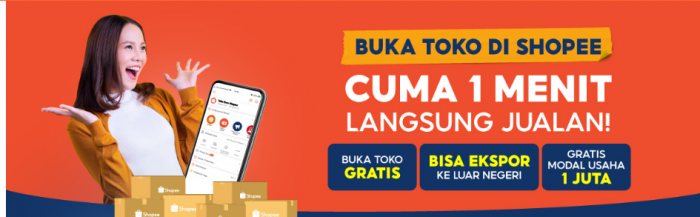 Peluang Usaha di Shopee, Cara Berjualan di Shopee Mall Dapat Modal Usaha 1 Juta, Cuma Butuh 1 Menit!