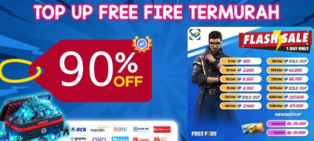 Cara Top Up FF Termurah Diskon 90 Persen Pakai Pulsa Telkomsel, Semua Operator dan Dana: Codashop, Unipin, Itemku, Mocipay