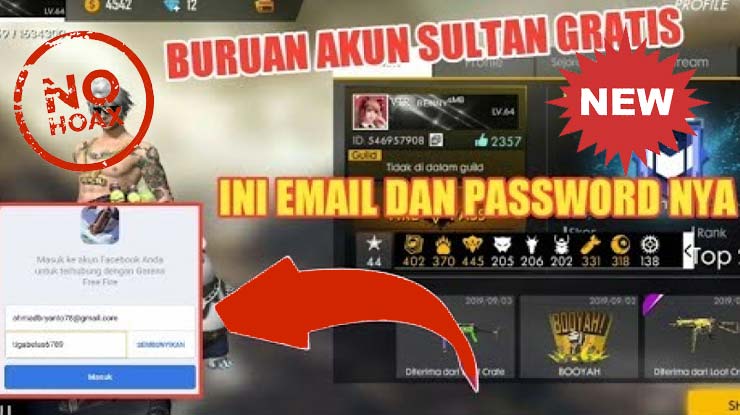 Skin Gahar, Ini Akun FF Sultan Gratis Google Hari Ini No Tipu 2023