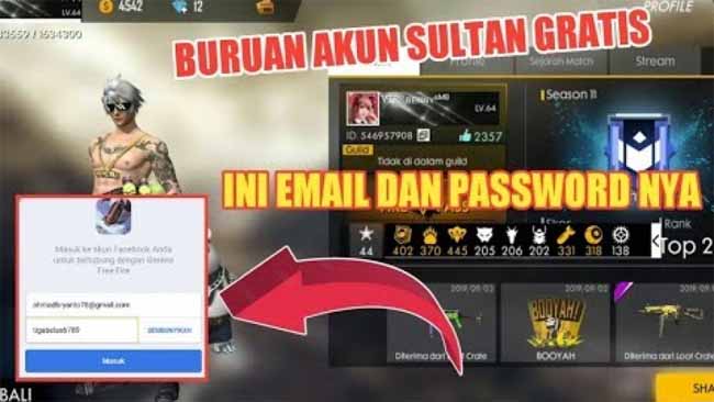 Terbaru, Ratusan Akun FF Sultan Gratis Rank Grandmaster No Tipu Belum Dipakai 2023