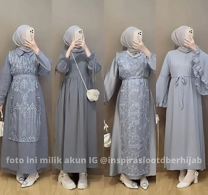 Gamis abu abu cocok dengan jilbab warna apa