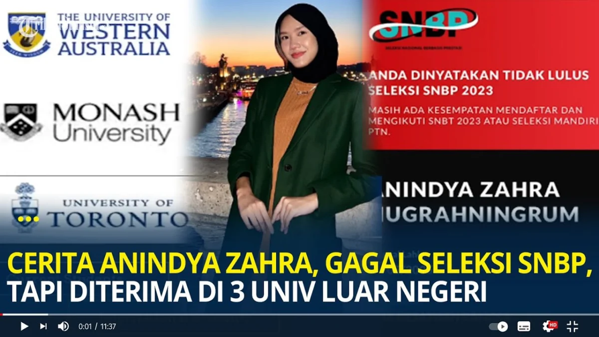 Ditolak PTN Jalur SNBP Anindya Zahra Keterima 3 Universitas Luar Negeri