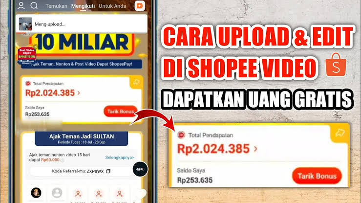 Cara Mendapatkan Uang dari Shopee Video