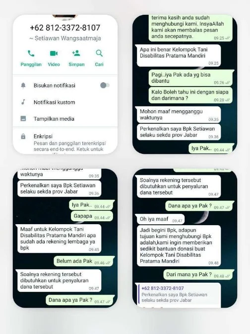 Penipuan Melalui WhatsApp Catut Nama Sekda Jabar, Masyarakat Diimbau Hati-hati