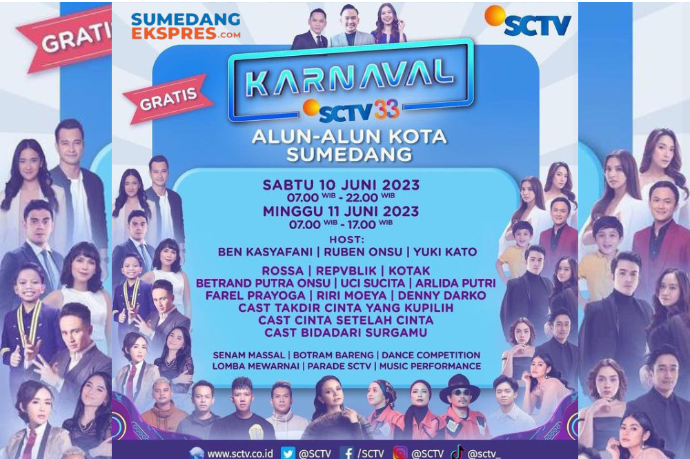 Daftar Artis Yang Hadir Memeriahkan Acara Karnaval SCTV Sumedang 2023