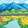 Cara Gambar Pemandangan Gunung dan Sawah Mudah Untuk PR Sekolah