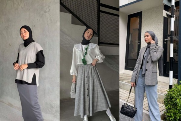 Celana warna abu cocok dengan outfit warna apa nich?