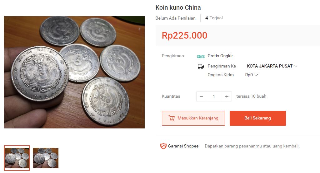 Uang Koin China Dengan Harga Tertinggi di E-Commerce