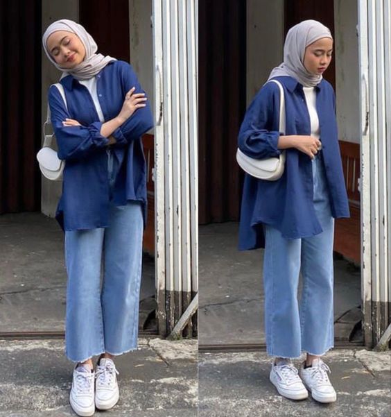 OOTD Hijab Baju Biru Dongker