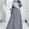 OOTD Gamis Abu-abu Polos