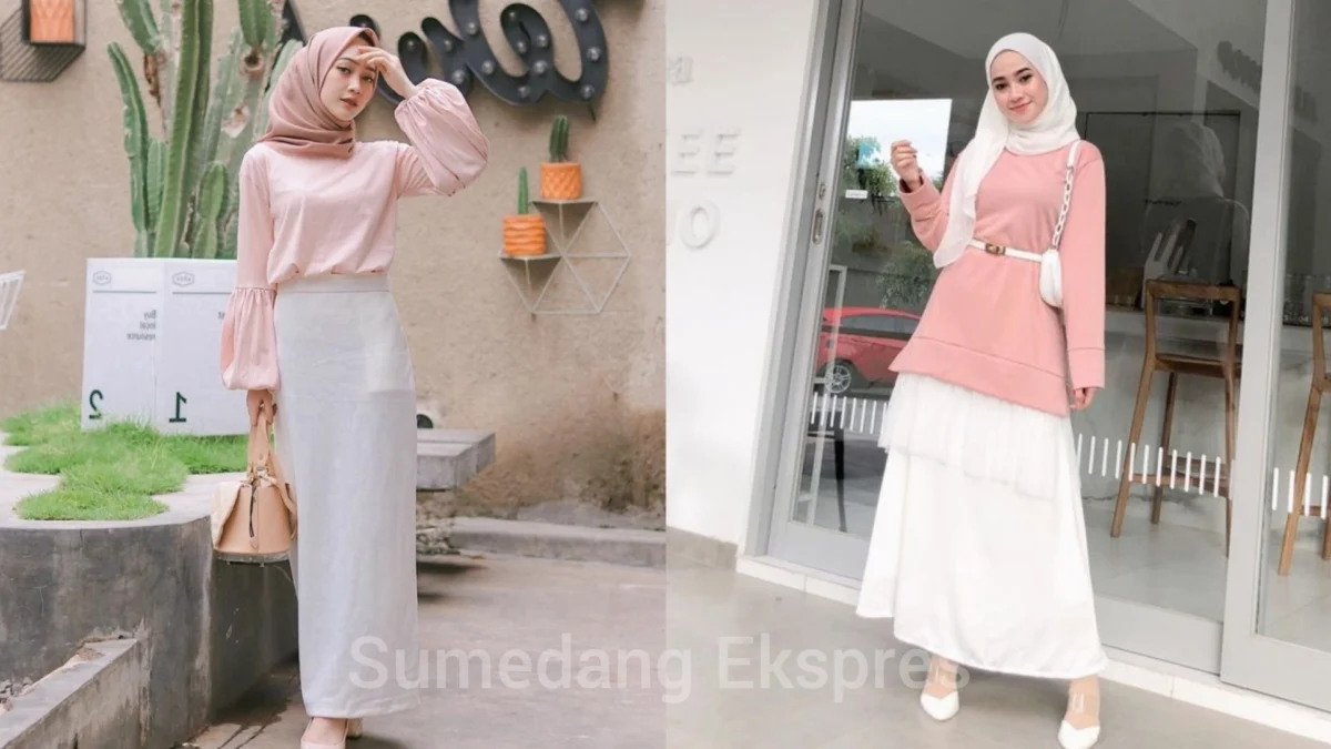 Baju Pink Rok Putih Cocok dengan Jilbab Warna Apa