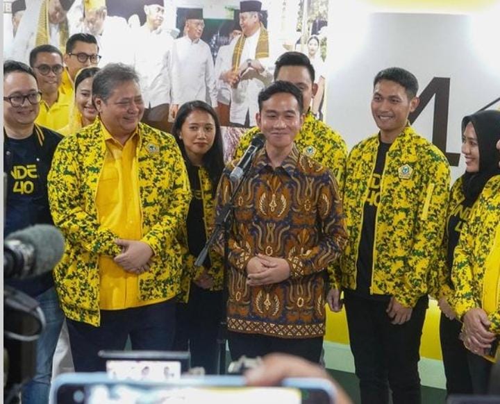 Ketua Umum Partai Golkar Airlangga Hartarto Menjelaskan Kehadiran Gibran Rakabuming Raka di HUT ke-59 Partai Golkar