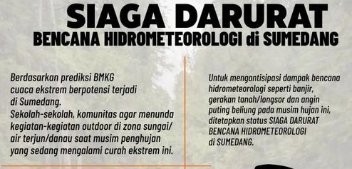 Sumedang Menetapkan Status Darurat Bencana Hidrometeorologi