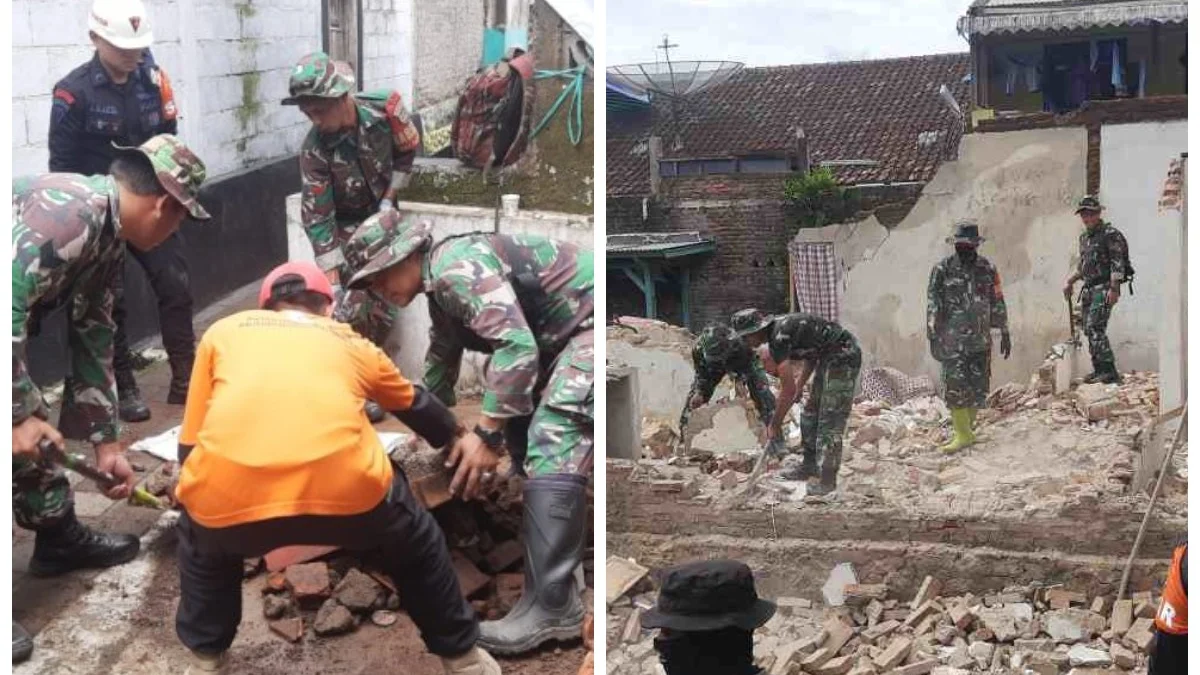 Pembersihan Dampak Gempa Sumedang : Dedikasi Anggota TNI-Polri di Sumedang