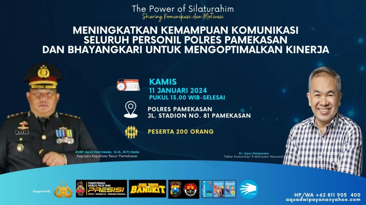 Motivator Nasional Dr Aqua Dwipayana Tegaskan Komunikasi Efektif Sebagai Upaya Penyebaran Informasi yang Akurat Menjadi Kunci Peningkatan Kinerja Personel Kepolisian