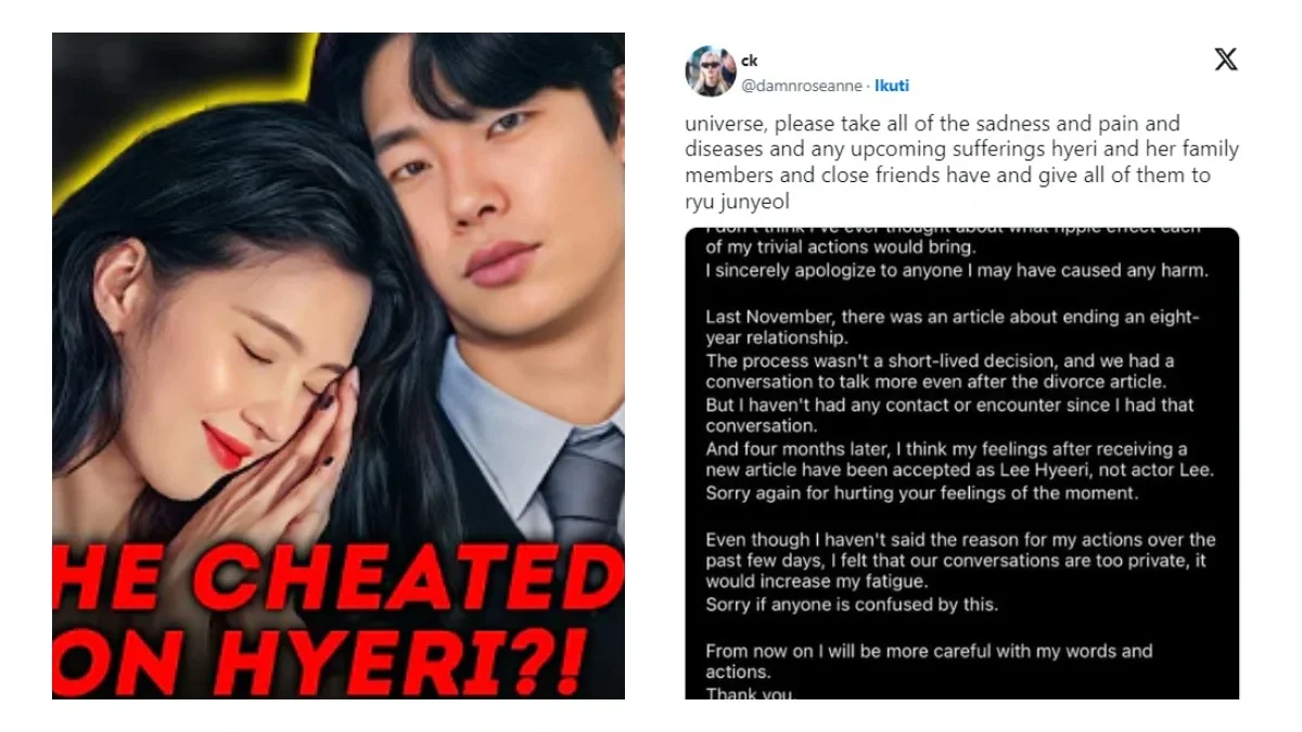 Kisruh Kisah Cinta Ryu Jun-yeol dan Han So-hee: Hyeri Buka Suara