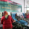 BAKTI SOSIAL: Kodim 0610/Sumedang melaksanakan kegiatan donor darah bertempat di halaman kantor PMI Kabupaten