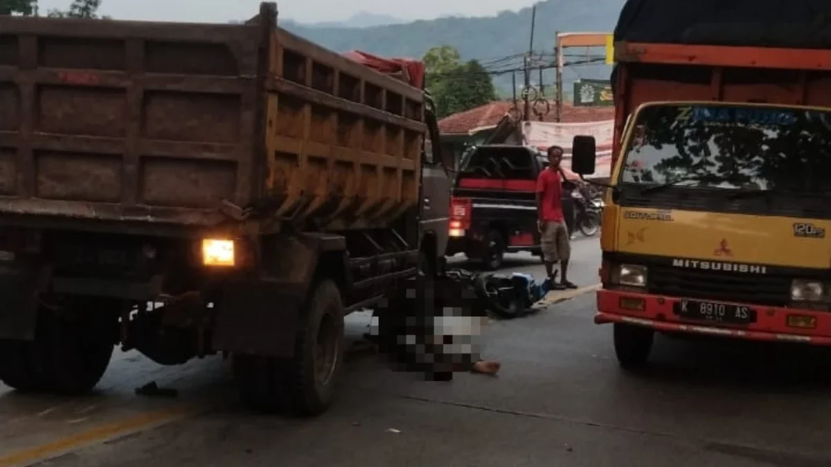 TRAGIS: Seorang pelajar di Sumedang harus meregang nyawa akibat bertabrakan dengan truk, di depan Tahura Gunun