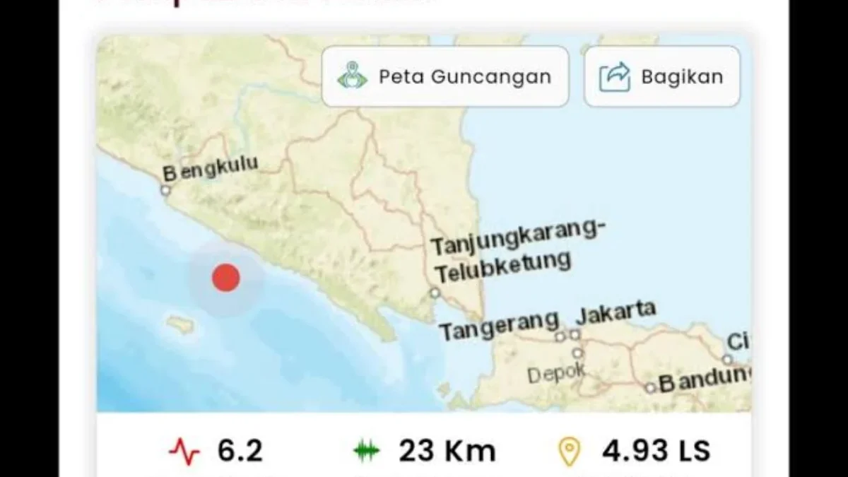 Gempa Bumi dengan Kekuatan Sebesar 5,0 Magnitudo Guncang Enggano, Bengkulu