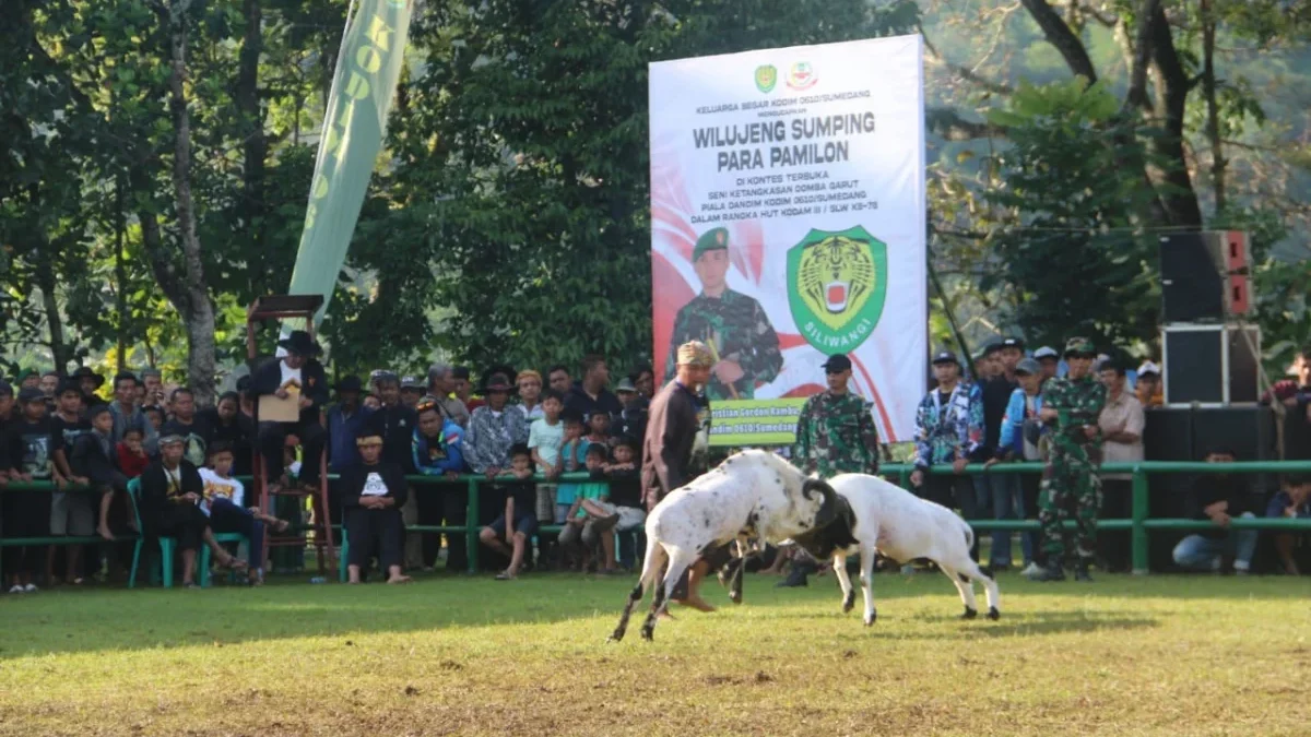 GELAR: Kodim 0610/Sumedang menggelar kegiatan seni ketangkasan Domba Garut Piala Dandim 0610, Minggu (30/6).