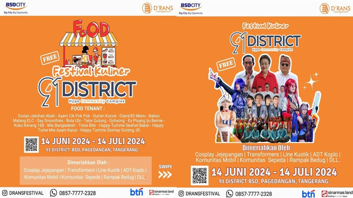 D\'Rans Festival Kuliner hadir di BSD City sejak 14 Juni sampai 14 Juli 2024 -@dransfestival-Instagram