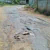 BERLUBANG: Kondisi Jalan di perbatasan Rancakalong-Bendungan yang rusak, Kamis (1/8).