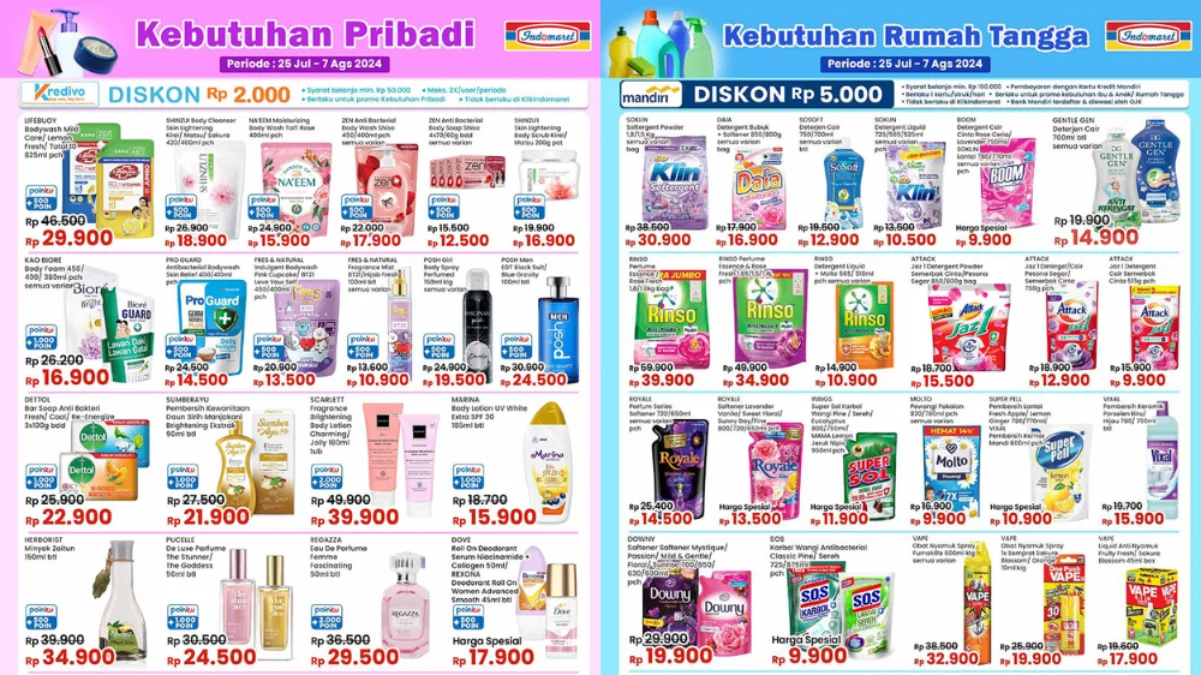 Katalog Promo JSM Indomaret 2-4 Agustus 2024, aneka deterjen mulai Rp10 ribu