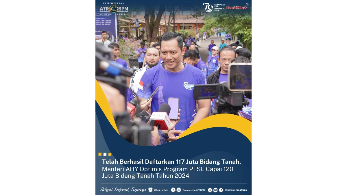 Berhasil daftarkan 117 Bidang Tanah. AHY Optimis Program PTSL 2024 Capai 120 Bidang Tanah