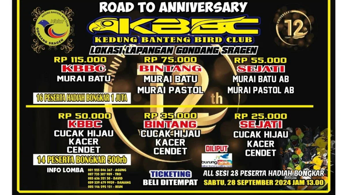 Kontes Burung Berkicau Bergengsi di Sragen 2024: Road to Anniversary KBBC Kedung Banteng Bird Club