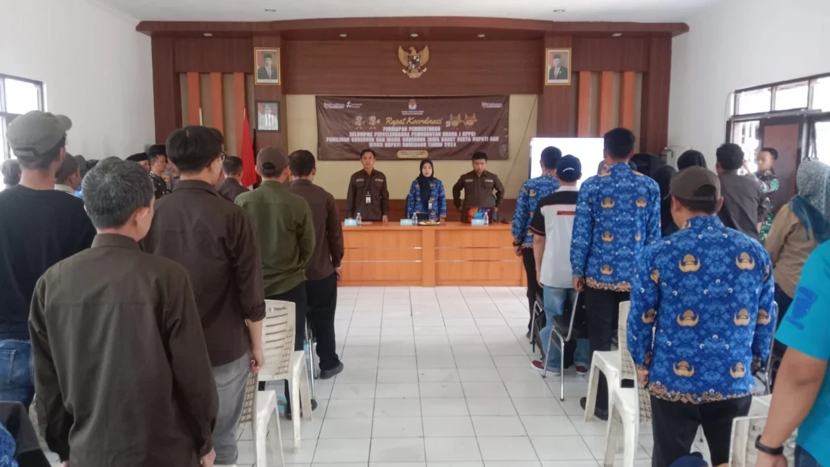 PERSIAPKAN: Perwakilan PPS, PPK, serta Forkopimcam Kecamatan Cimanggung saat rapat koordinasi di Aula Kecamata