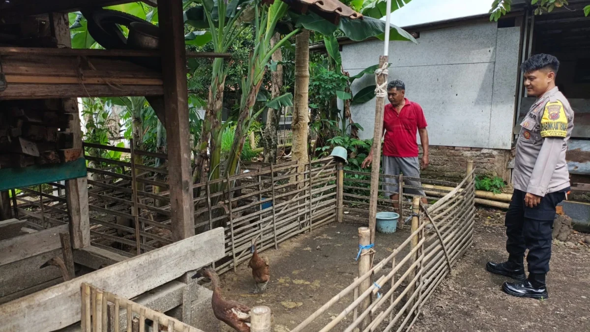 OPTIMALKAN: Bhabinkamtibmas, Bripka Dedin, melaksanakan sosialisasi pemanfaatan pekarangan rumah kepada warga,