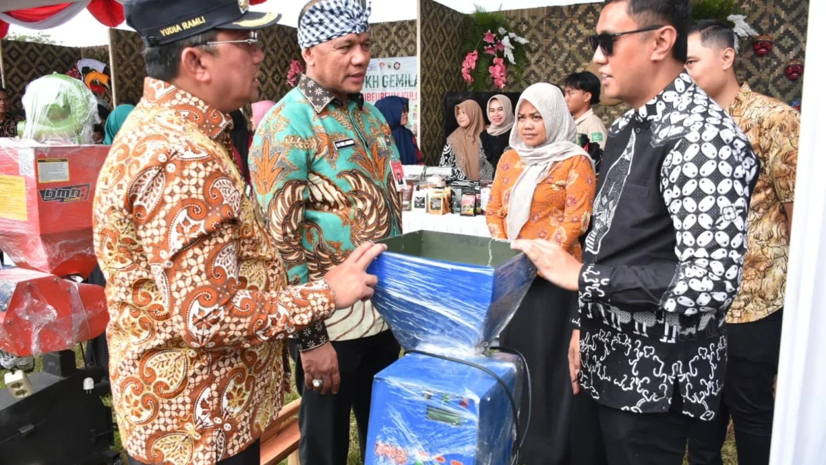 PAMERAN: Pj Bupati Sumedang Yudia Ramli saat mengunjungi Village Expo Hari Desa Nasional di Cibeureum Kulon Ke