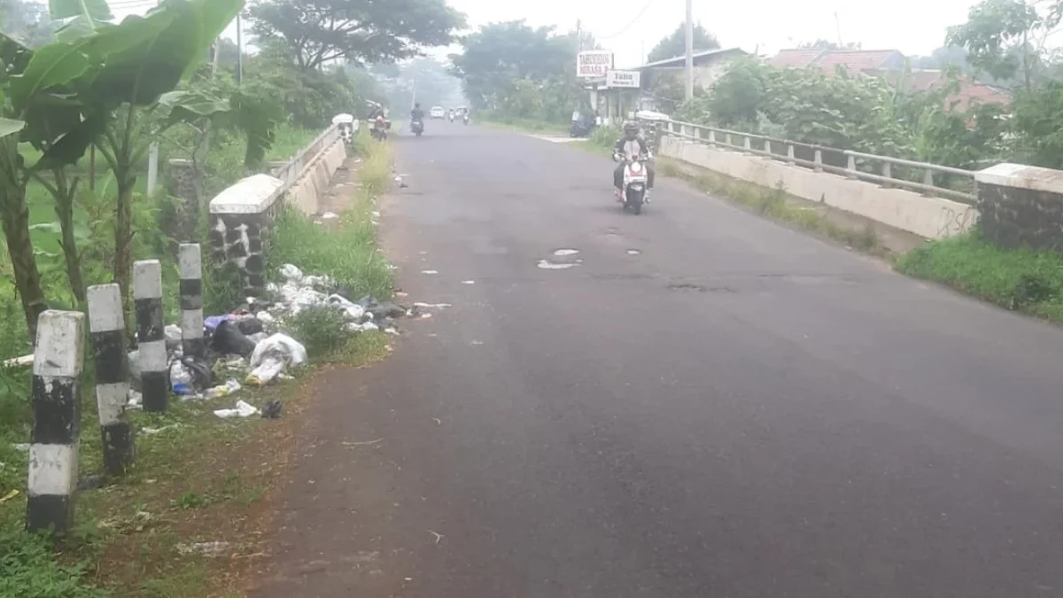 KOTOR: Tumpukan sampah di beberapa titik di bahu jalan jalur lingkar selatan Darmaraja-Jatinunggal.