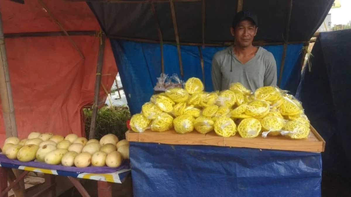 KHAS: Dede Diwan Setiawan, seorang penjual kerupuk mie saat menjajakan makanannya, baru-baru ini.