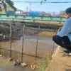 Untuk menahan sampah di aliran Sungai Cimande, Pemerintah Daerah Kabupaten Sumedang memasang jaring sampah di