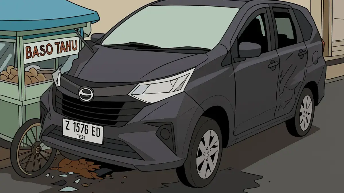 Minibus Tabrak Sigra hingga Hantam Gerobak Baso Tahu, Tiga Orang Terluka di Cipacing